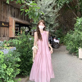 Pbong  Women's Light Green Sleeveless Halter Maxi Dress Ruffle Tiered Loose Chiffon Casual Summer Beach Party Long Dress