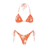 Sexy Micro Bikini Side Tie Thong Two-Piece Swimwear Halter Swimming Suit For Women Floral Print Biquini Ladies Bathing Suit