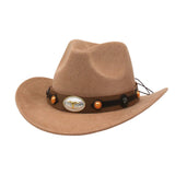 Women Men Cowgirl Hat Wide Brim Bull Head Belt Western Panama Jazz Hat for Wedding Rave Party Travel Accessories