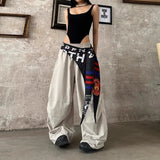 New American High Street Safari Style Long Hip Hop Pant Y2k Aesthetic Puffly Wide Leg Trousers Personality Lrregular Accessories