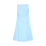 Seaside Gauze Splicing Blue Skirt Female Faldas Para Mujeres Summer Temperament Fishtail Skirt Chic Package Hip Skirts