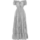 Renaissance Medieval Dress Women Irish Off Shoulder Short Sleeves Elastic Waist Elegant Sexy Long Dress Party  Adult Clothing