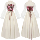 Gothic Medieval Dress Women Vintage Long Sleeve Sweetheart Dress Soild Court Style Dresses Formal Banquet Prom Party Dresses