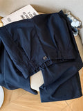 Casual Elegant Wide Leg Pant Women Vintage High Waist Loose Korean Trousers Fall Winter Pockets Solid Simple Retro Pants