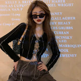 Black Sexy Front Bow Tied Shirt Women Fashion Y2K Crop Tops Ruffle Long sleeve Tee Basic Shirts and Blouses Clothing Brand