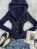 Korean Vintage Warm Knitted Autumn Winter Sweaters Simple High End Office Lady Punk Harajuku Cardigan Y2k 2000s Punk Jumper