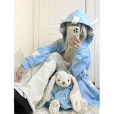 Kawaii Hoodies Women Japanese Y2k Star Girl Pink Harajuku Gothic Angel Zipper Sweatshirts Oversize Cutecore Lolita Tops