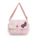 Pbong  Women Cute Star Pattern Shoulder Bags Lightweight Minimalist Checkered Sling Pack Wear- Commute Work Tote Purse