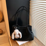 Pbong  Large Capacity Tote Bag Commuter Bag Women's Simple Underarm Bag Autumn Winter New Style City Minimalist PU Bucket Shape Magn...