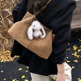 Pbong  Large Capacity Tote Bag Commuter Bag Women's Simple Underarm Bag Autumn Winter New Style City Minimalist PU Bucket Shape Magn...