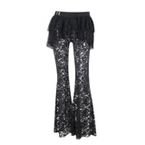 Hot Selling High Waist  Lace See-through Pants Sexy Versatile Irregular Fake Two-piece Skirt Pants for Women
