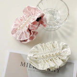 Korean Black Polka Dot Pearl Hair Clip For Women Girls Elegant Satin Banana Clip Ponytail Clip Barrette Hair Accessories
