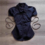Pbong  Dark Gothic Lolita Slim Women Shirts 2000s Japanese Solid Elegant Tops Y2k Harajuku Vintage Hot Girl Short Sleeve Blouses Summer