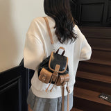Women Mini Pu Backpacks New Korean Fashion Luxury Double Pockets Backpack Student School Bag Back Packs