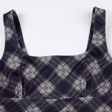 Sundress Plaid Slim Preppy Style Dress