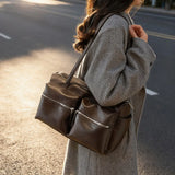 Pbong  High Capacity Travel Bag Women's Commuter Shoulder Bag Fitness Dance Storage Large Capacity Handbag Stylish PU Material