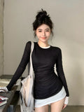 Y2k Aesthetic Fashion Fake Teo Piece T Shirts Casual All Match American Vintage Women High Street Tops French Harajuku Tees