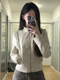 American Vintage Stand Collar Zipper Jackets Early Autumn New Coat Women Y2k Grunge Slim Fit Long Sleeve Tops Mujer