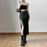 Pbong  Skinny High Waist Retro Bow Split Skirts Summer Women's SKirt New Sexy Solid Color Fashion Maxi Skirt for Women Clothing