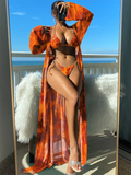 3 Pieces Triangle String Bikini Swimsuit Women & Kimono Swimwear Female Sexy Bathers Bathing Swimming Swim Suit Beachwear