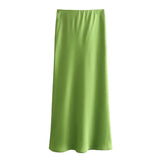 Autumn Winter Burgundy Satin Skirt Women Party Silk Skirt High Waist Straight Long Faldas Mujer Christmas Skirt