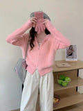 Fuzzy Sweater Hoodie Zip-Up Mohair-Knit Cardigan Women Long Sleeve Hooded Crop Top Knitwear Fall Winter Teen-girl Y2K Outfit