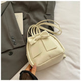 Pbong  Cute Simple Butterfly Knot Small Backpack Versatile Fashionable Stylish Summer Street Trend PU Material Bucket Bag