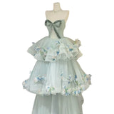 French Forest Style Strapless Long Evening Gown with High-end Feel, Birthday Coming of Age Gift Princess Dress Customization