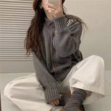 Women's Knit Cardigan Sweater Button-up Stand Collare Soft Woolen Pointelle Sweater Jacket Coat Korean Autumn Winter Outfit