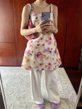 Pbong  New Printing Sweet Dress Women's Clothing Slim Waist Sleeveless Summer Dresses Fashion Sweet Mini Dresses