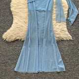 Chic vintage Sexy Strapless mesh sleeveless Fairy Summer  Women Boho Sundress Beach women clothing Long dress