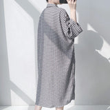 Pbong  Plaid Shirt Skirt Long Nightgown Spring Summer New Women's Sleepwear Homewear Elegant Cardigan Nightdress Lingerie Loungewear