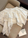 Pbong  Y2K Plaid Patchwork Skirt Women Vintage Casual High Waist Streetwear Mini Skirts Retro Harajuku American Irregular Skirt