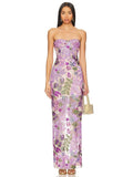 Summer New Bra Heavy Industry Sequins Split Long Dress Women's Elegant Celebrity Club Party Evening Dress Wholesa