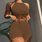 Sexy High Waist Bikini Women High Neck Swimwear Female Swimsuit Solid Bathers Swimming Bathing Swim Suit Summer Beachwear