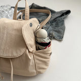 Pbong  Women's Small Soft Cloth Backpacks Korean Fashion Solid Color Backpack Girls School Bag Cute Simple Back Pack