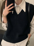 Women's Sweater Vest Sleeveless V-Neck Pullover Knitted Vest Top French Effortless Chic Knitwear Autumn Winter