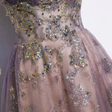 Pbong  Women Formal Evening Dresses Elegant Strapless Shinny Prom Dress With Train Sweet A-line Graduation Party Dress Customized