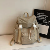 Women's Cloth Big Soft Backpacks Design Backpack for Teens Girls School Bag Simple Solid Color Travel Back Pack
