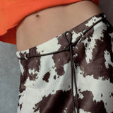 Animal Pattern Printed Midi Skirt Women Summer Fashion Belt  A-Line Long Skirt Vintage High Waist Female Chic Lady Skirts 2025