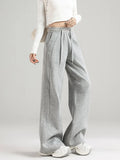 Preppy Style Black Sweatpants Women Vintage High Waist Loose Straight Pant Korean Casual Fall Lace Up Wide Leg Trousers New