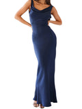 Pbong  Women Long Dress Sleeveless Low Cut Backless Lacing Slim Fit Dress for Party Cocktail Evening Summer New