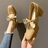 Pbong  Shoes for Women with Bow Square Toe Moccasins Woman Pumps Stilito on Promotion Popular Comfortable and Elegant Chic Slip 39 Non