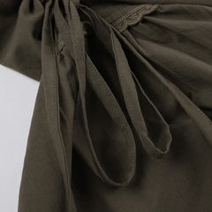 Sweetown Retro Green Vintage Grunge Long Skirts Womens Shirring Tie-Up Lace Trim Low Waist A Line Y2K Skirt Cute Holiday Outfits