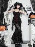 Mall Goth Dress Women Fairycore Grunge Spaghetti Strap Lace Patchwork High Waist Bodycon Dress Partywear