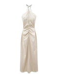 Pbong  Sexy Halter Party Long Dresses For Women Summer Fashion Sleeveless Backless Off The Shoulder Maxi Dress Elegant