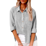 100% Cotton Linen Long Sleeve Shirts Women Clothing Y2k Tops Vintage Fashion Clothes Tshirt Elegant Casual Tees Streetwear