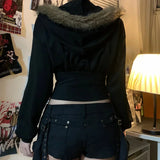 Autumn Slim Waist Office Lady Zip Up Cardigan High Streert Harajuku Euramerican Punk Sweatshirts Y2k Aesthetic Japan Clothes