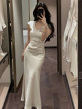 Summer Fashion Elegant Women Sleeveless Solid Chic Bodycon Birthday Vestidos Female Vintage Clothes New