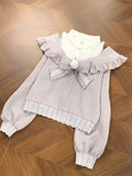 Y2k Japan Style Kawaii 2 Piece Skirt Sets 2000s Sweet Patchwork Tops + Slim Mini Skirts Harajuku Vintage Long Sleeve Suit Chic